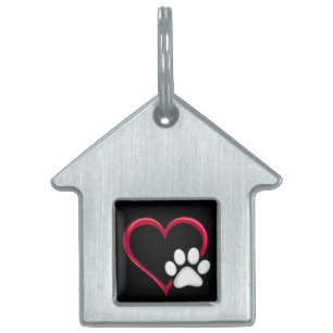 Placa Para Mascotas Love Heart Dog Paw El día de San Valentín Dog Love