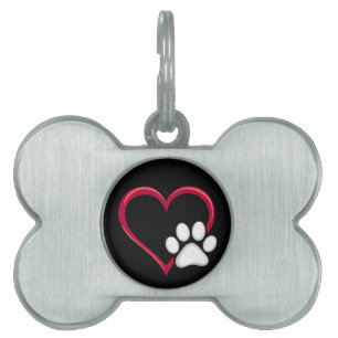 Placa Para Mascotas Love Heart Dog Paw El día de San Valentín Dog Love