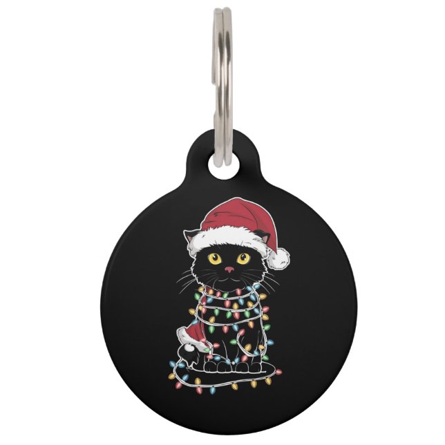 Placa Para Mascotas Luces divertidas de los Navidades de Cat Lover (Anverso)