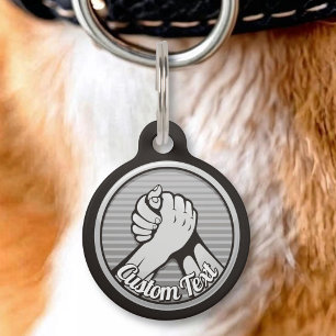 Placa Para Mascotas Lucha de brazos Plata