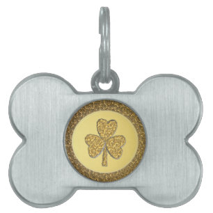Placa Para Mascotas Lucky Irish Shamrock Gold Coin