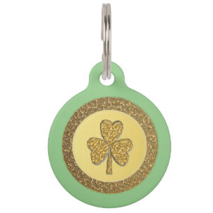 Placa Para Mascotas Lucky Irish Shamrock Gold Coin Personalizado