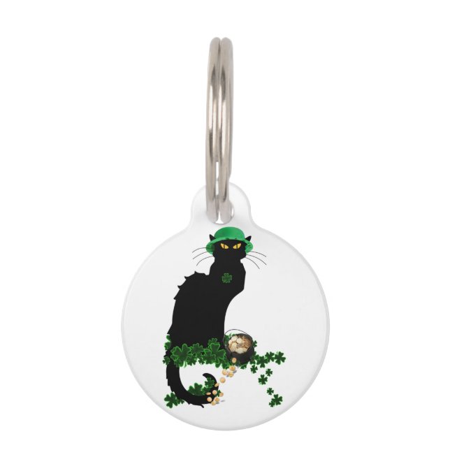 Placa Para Mascotas Lucky Le Chat Noir St. Patrick's Day (Anverso)