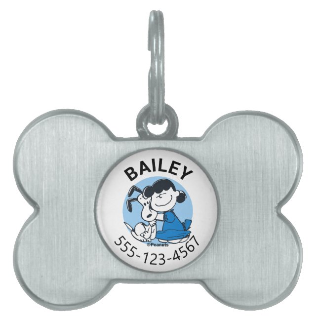 Placa Para Mascotas Lucy Hugging Snoopy (Frente)