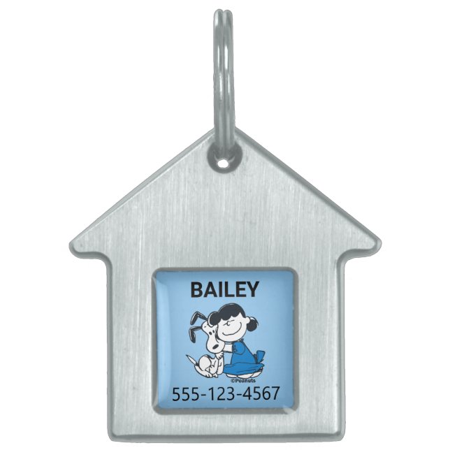 Placa Para Mascotas Lucy Hugging Snoopy (Frente)