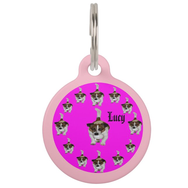 Placa Para Mascotas Lucy The Fox Terrier, (Reverso)