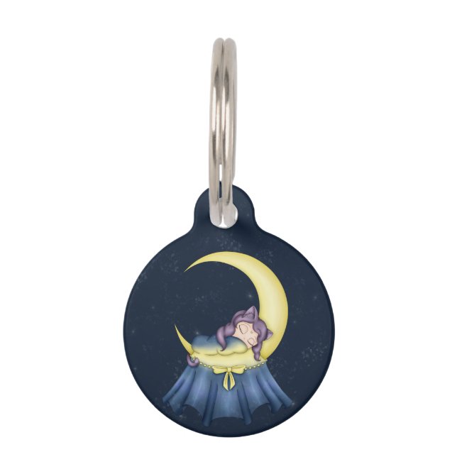 Placa Para Mascotas Luna De Lullaby Cat Durmiendo En La Luna (Anverso)