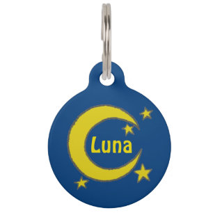 Placa Para Mascotas LUNA: el cielo nocturno de las estrellas de la lun