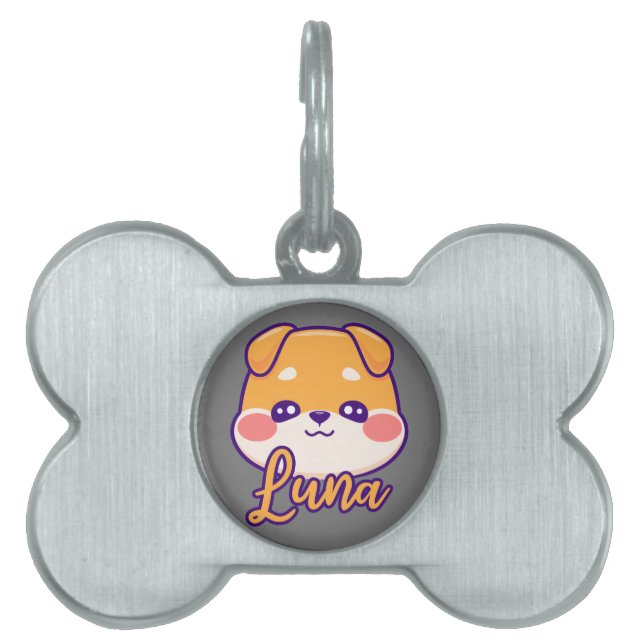 Placa Para Mascotas Luna el perro (Frente)