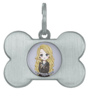 Placa Para Mascotas Luna Lovegood Mágica Acuarela