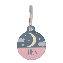 Placa Para Mascotas Luna y estrellas