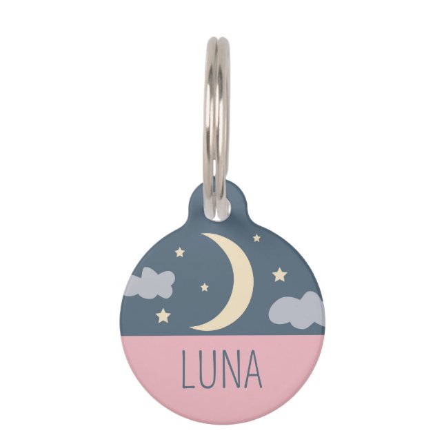 Placa Para Mascotas Luna y estrellas (Anverso)