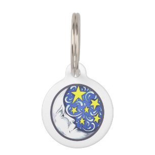 Placa Para Mascotas Luna y estrellas