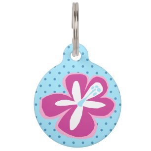 Placa Para Mascotas Lunar cortado Hawaiian del hibisco de Pokii