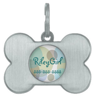 Placa Para Mascotas Lunares en colores pastel de los azules
