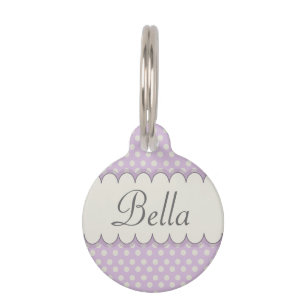 Placa Para Mascotas Lunares púrpuras personalizados personalizado del