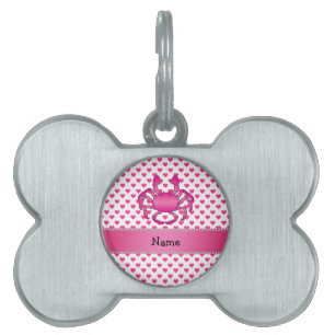 Placa Para Mascotas Lunares rosados conocidos personalizados de los