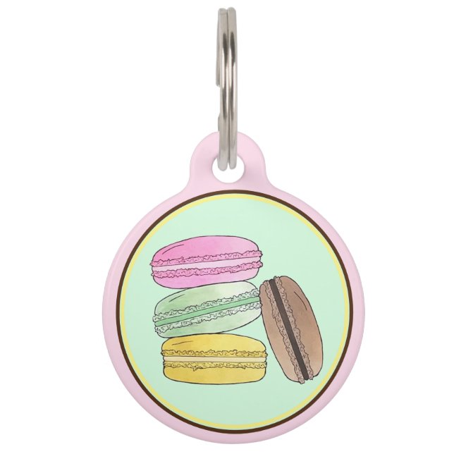 Placa Para Mascotas Macaron French Pastry Cookies Macarons Patisserie (Anverso)