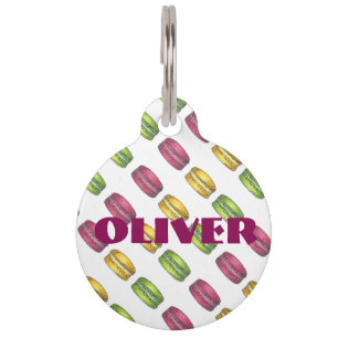 Placa Para Mascotas Macaron Macarons francés Cookie cocina etiqueta de