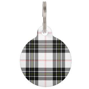 Placa Para Mascotas MacPherson tartan blanco negro plaid