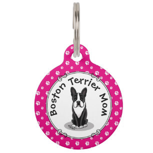 Placa Para Mascotas Madre de Boston Terrier (negro) - Perro lindo