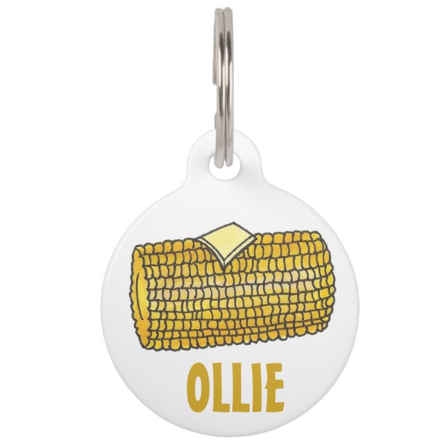 Placa Para Mascotas Maíz amarillo en la etiqueta de perro Mascota de c (Anverso)