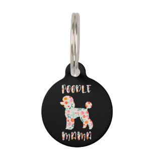 Placa Para Mascotas Mamá Caniche Floral Amante de Perros