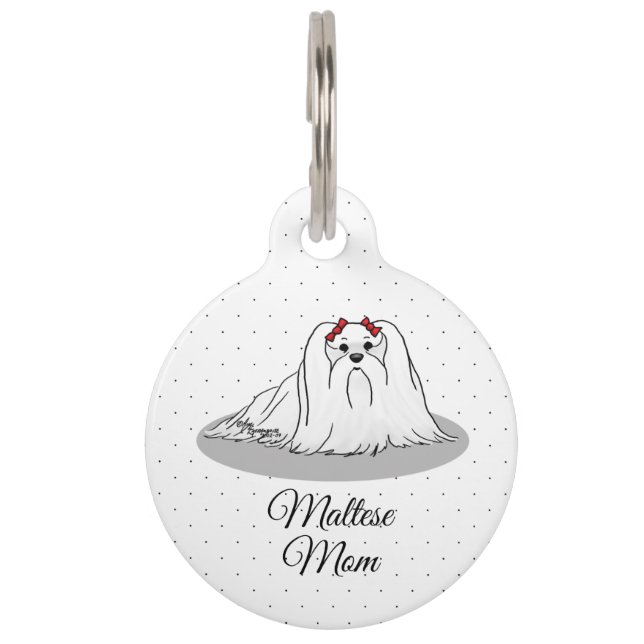 Placa Para Mascotas Mamá Maltesa - Lindo Raza de Perro (Anverso)