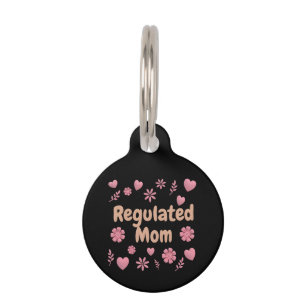 Placa Para Mascotas Mamá Regulada Corazón Floral Rosa Estética 3D