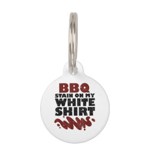 Placa Para Mascotas Mancha de barbacoa en mi blanco