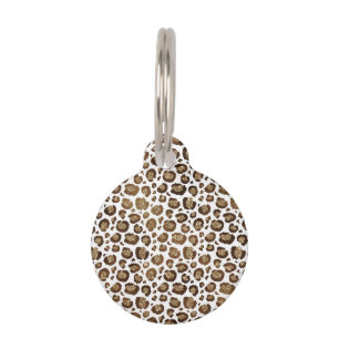 Placa Para Mascotas Manchas de Leopardo Animales Salvajes Brillo Dorad