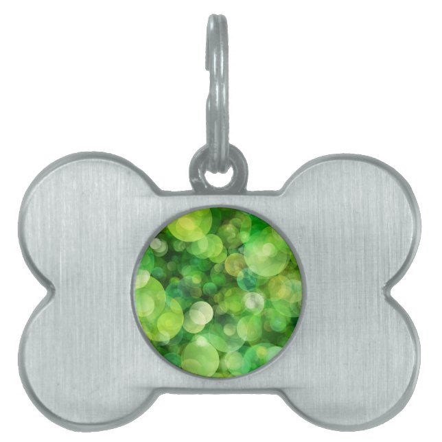Placa Para Mascotas Manchas verdes abstractas (Frente)