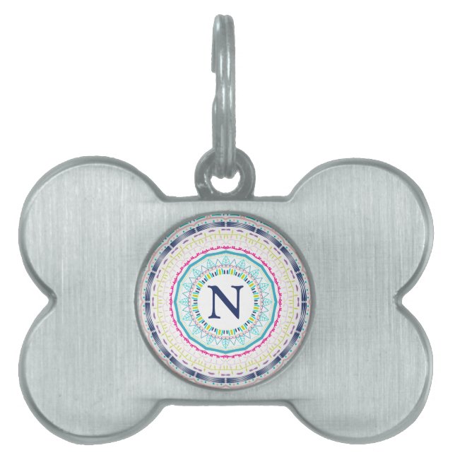 Placa Para Mascotas mandala colorida (Frente)