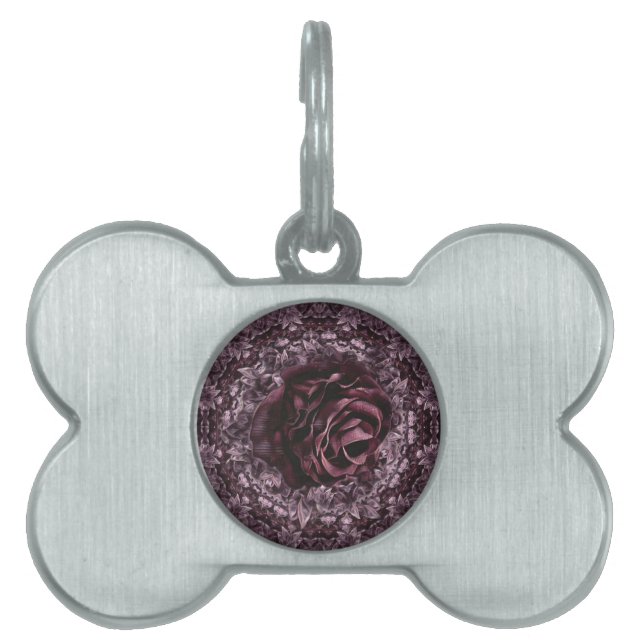Placa Para Mascotas Mandala de rosa  (Frente)