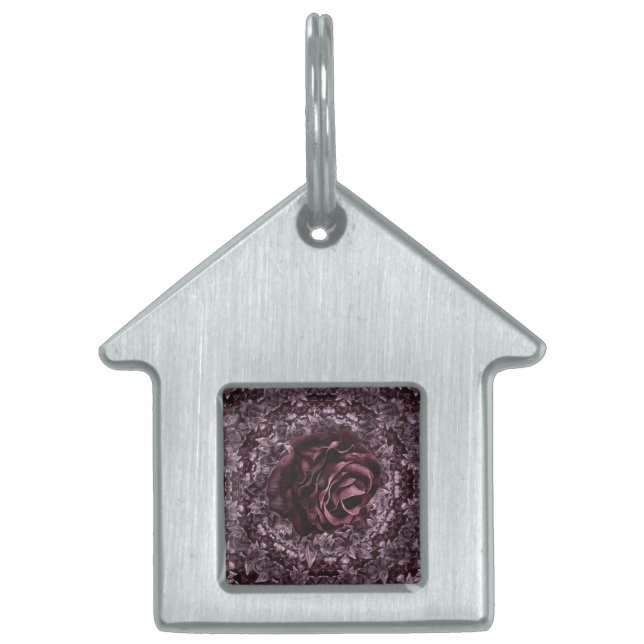 Placa Para Mascotas Mandala de rosa  (Frente)