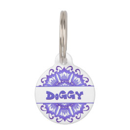 Placa Para Mascotas Mandala violeta floral