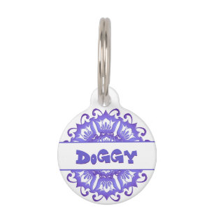 Placa Para Mascotas Mandala violeta floral
