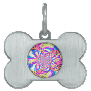 Placa Para Mascotas Mandalala floral abstracta rosa orquídeas rosadas