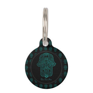 Placa Para Mascotas Mano de la alheña de Hamsa (trullo)