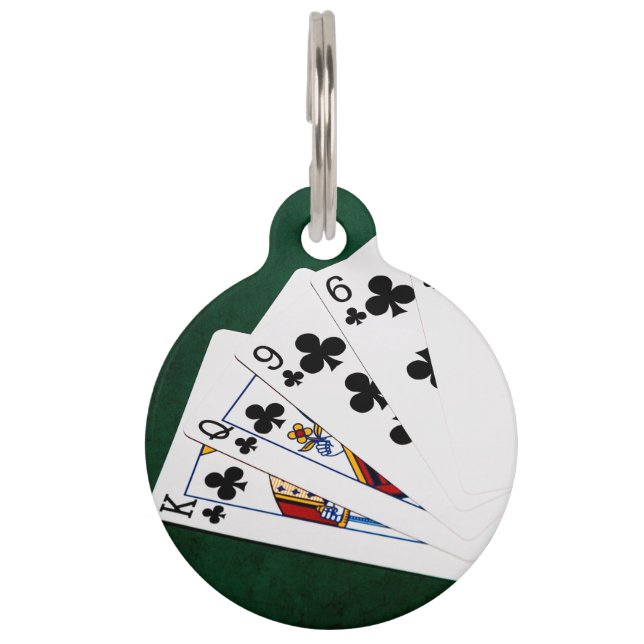 Placa Para Mascotas Manos de póquer - Flush - Juego de clubes (Anverso)
