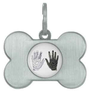 Placa Para Mascotas Manos del corazón dibujadas a mano
