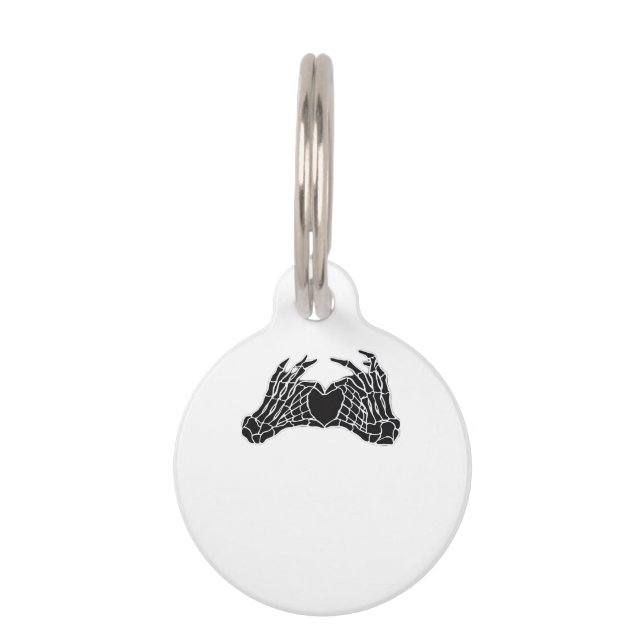Placa Para Mascotas Manos Skeleton Heart - Clásico (Anverso)