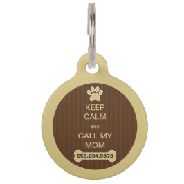 Placa Para Mascotas Mantén la calma y llama a mi mamá etiqueta de perr