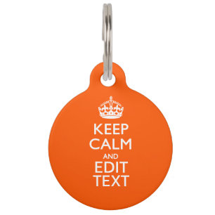 Placa Para Mascotas Mantener la CALMA de su acento Naranja de texto