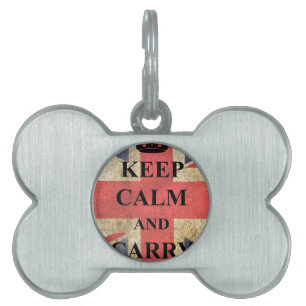 Placa Para Mascotas Mantener La Calma En La Bandera Británica