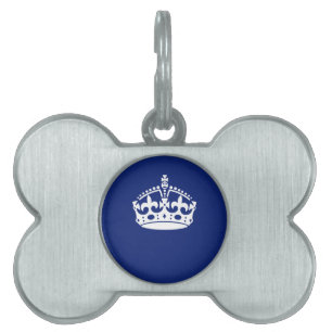 Placa Para Mascotas Mantener la corona tranquila en color azul marino