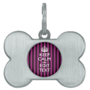 Placa Para Mascotas Mantengan CALMA su texto sobre la fucsia rosa