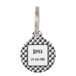 Placa Para Mascotas Many Moons Black & White Pattern Custom