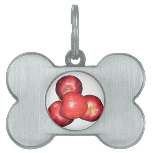 Placa Para Mascotas Manzanas rojas dulces y cristales - Impresión de f