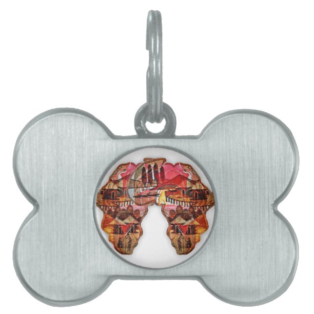 Placa Para Mascotas Mapa africano: Celebrando la temporada con la cult (Frente)